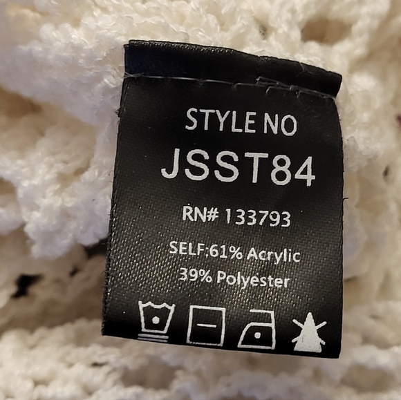 POL White Open Weave Knit Polyester Pullover Hoodie Medium - Picture 9 of 10